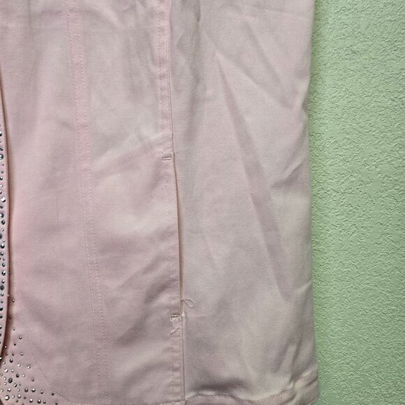 Quacker Factory Pink Rhinestone Embellished Sleeveless Button Up Shirt Large Art - Picture 10 of 12
